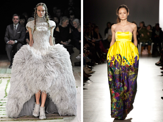 Зліва: Alexander McQueen, S / S 2011, праворуч: шовкове плаття Rumina, Erdem, A / W 2008
